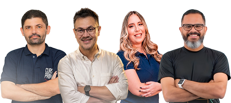 Professores do curso — Mariana Alves, Tyciano Lavor, Rafael Moreira e Sidney Martins